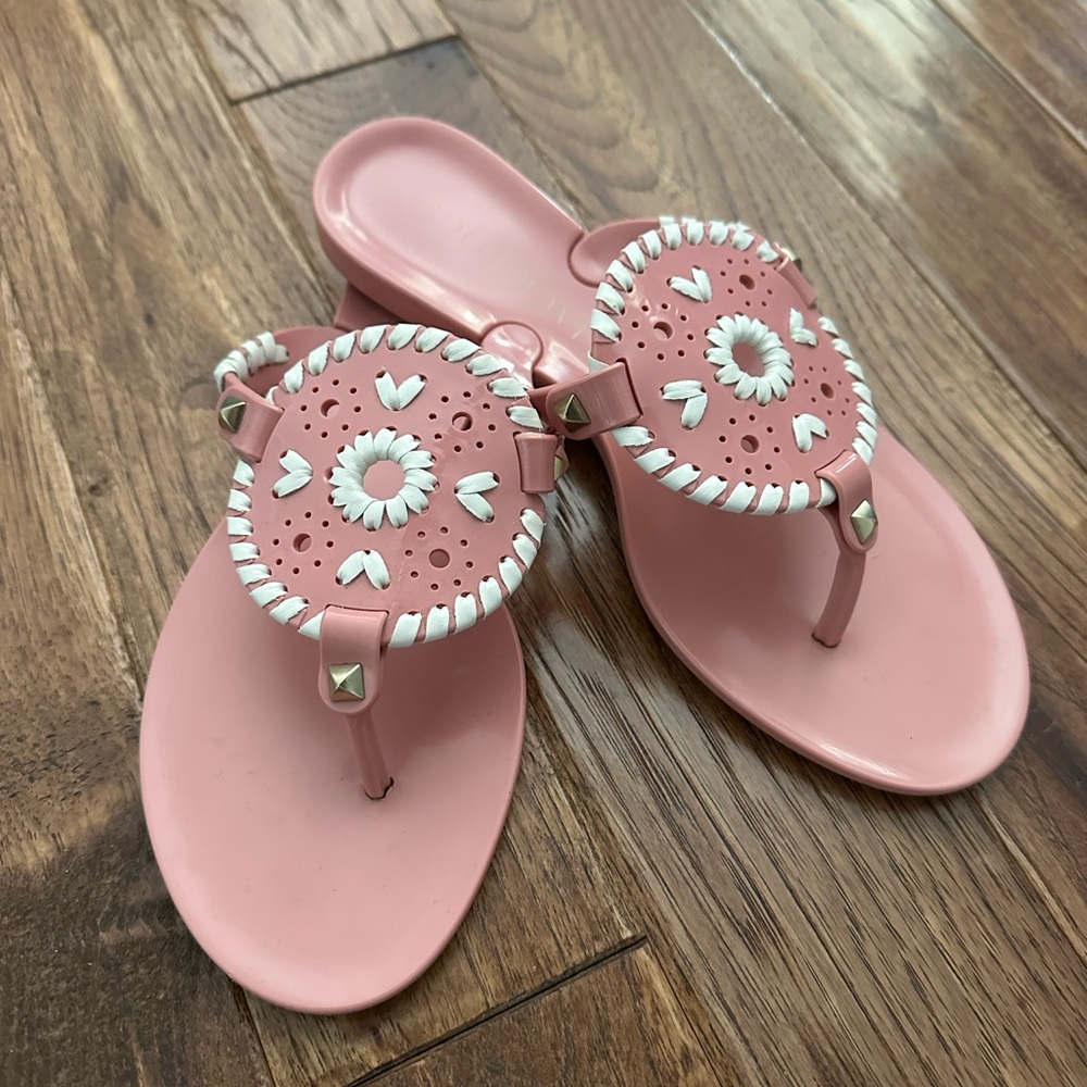 JACK ROGERS Georgica Jelly Sandals - Rose/Bone Size 5M